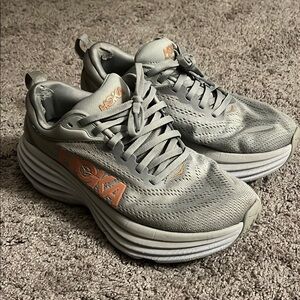 Hoka Gray and Orange Running Shoes